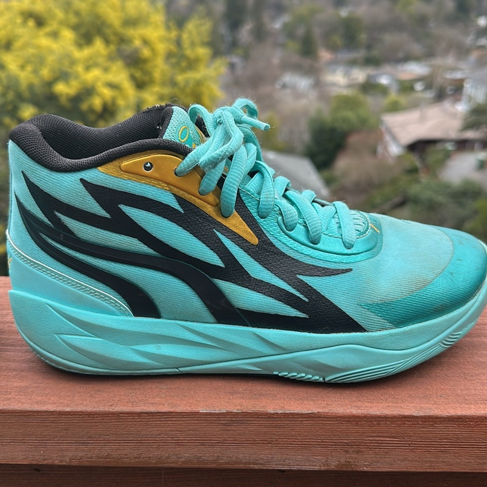Puma MB.02 Honeycomb Yellow Elektro Aqua Blue Black Lamelo 377590-01 size 6